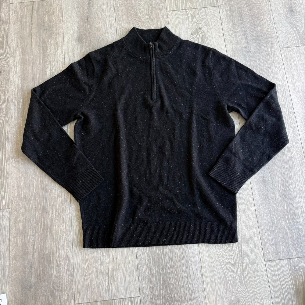 Artefact Mens Black Donogal Quater Zip Luxury Cashmere Pullover Sweater‎ Size L